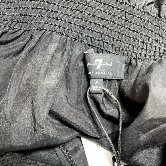 NWT 7 for all mankind black off the shoulder top blouse silk blend - Picture 4 of 8